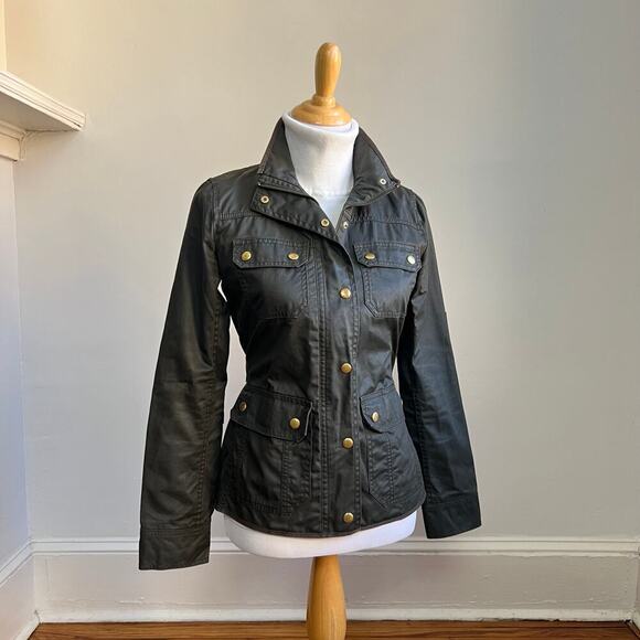 JCrew Downtown Field Waxed Utility Boyfriend Mossy Brown Green Jacket XS Obama - Picture 5 of 16